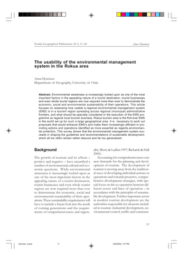 The Usability of the Environmental Management System in the Rokua Area