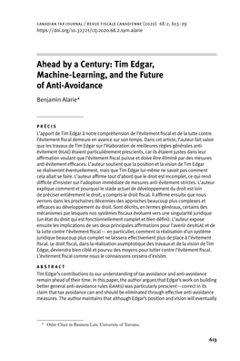 Ahead by a Century: Tim Edgar, Machine-Learning, and the Future of Anti-Avoidance