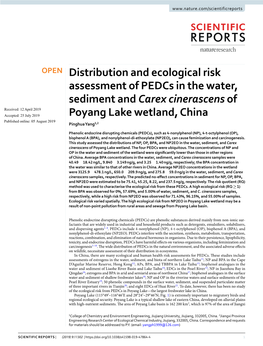 Distribution and Ecological Risk Assessment of Pedcs in the Water