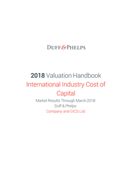 2018 Valuation Handbook International Industry Cost of Capital