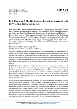 Emir Kusturica & the No Smoking Orchestra En Ouverture Du 25Ème