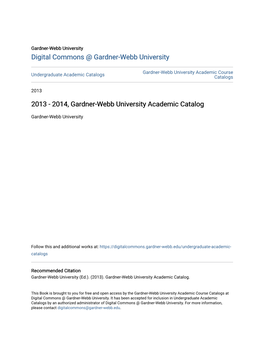 2014, Gardner-Webb University Academic Catalog