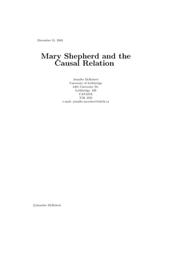 Mary Shepherd and the Causal Relation