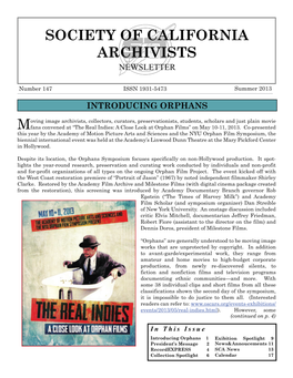 Society of California Archivists Newsletter