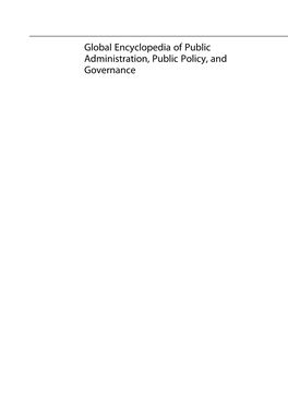 Global Encyclopedia of Public Administration, Public Policy, and Governance Ali Farazmand Editor