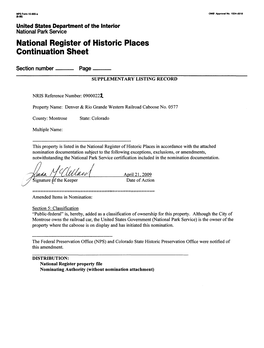 National Register of Historic Places Continuation Sheet