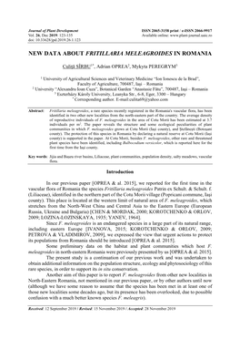 New Data About Fritillaria Meleagroides in Romania