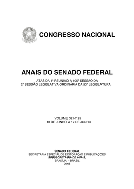 Congresso Nacional Anais Do Senado Federal