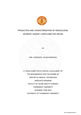 Production and Characterization of Monoclonal Antibody Against Campylobacter Species, Production and Characterization of Monoclo