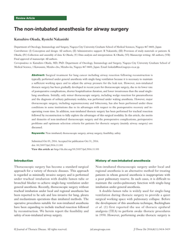 The Non-Intubated Anesthesia for Airway Surgery