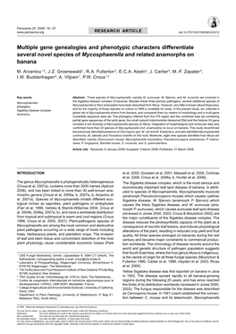 Multiple Gene Genealogies and Phenotypic Characters Differentiate Several Novel Species of Mycosphaerella and Related Anamorphs on Banana