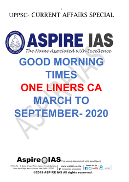 Good Morning Times One Liners Ca March to September- 2020