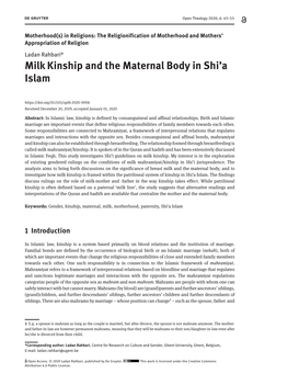 Milk Kinship and the Maternal Body in Shi'a Islam