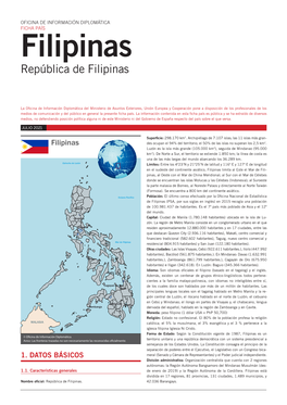 FICHA PAÍS Filipinas República De Filipinas
