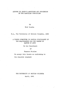 Alfonso El Sabio«S Ambitions and Succession in the Castilian Chronicles