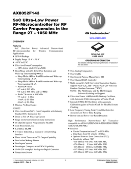 AX8052F143 Soc Ultra-Low Power RF-Microcontroller for RF Carrier Frequencies in the Range 27 - 1050 Mhz