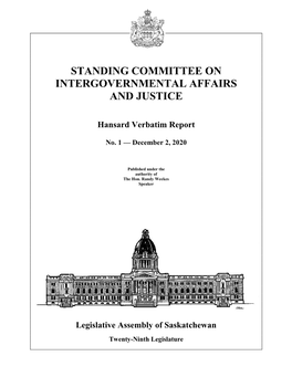 December 2, 2020 Intergovernmental Affairs and Justice Committee