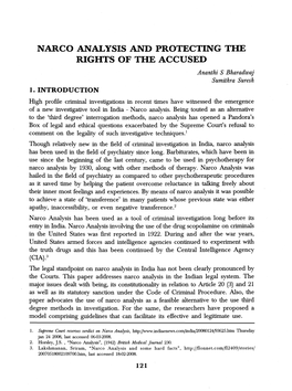 NARCO ANALYSIS and PROTECTING the RIGHTS of the ACCUSED Ananthi S Bharadwaj Sumithra Suresh 1