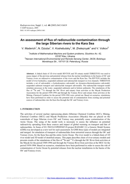 An Assessment of Flux of Radionuclide Contamination Through the Large Siberian Rivers to the Kara Sea V