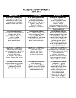 Classification of Schools 11-14 by Conferences