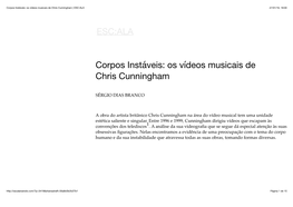 Corpos Instáveis: Os Vídeos Musicais De Chris Cunningham | ESC:ALA 27/01/16, 18:00