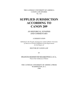 Supplied Jurisdiction According to Canon 209