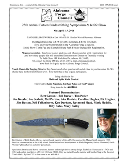 28Th Annual Batson Bladesmithing Symposium & Knife Show