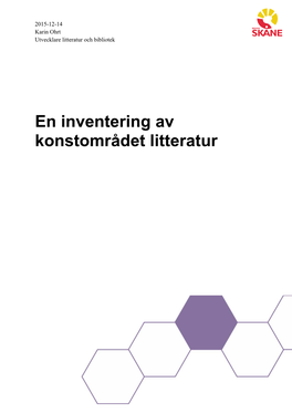 En Inventering Av Konstområdet Litteratur