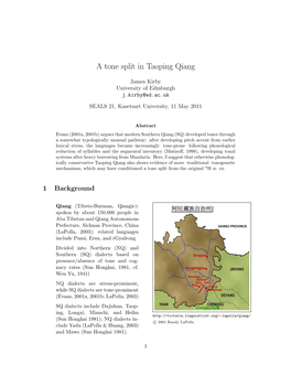 A Tone Split in Taoping Qiang Disyllables