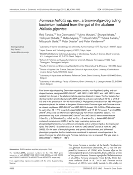 Formosa Haliotis Sp. Nov., a Brown-Alga-Degrading Bacterium Isolated from the Gut of the Abalone Haliotis Gigantea