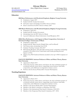 Alyssa Morris CV September 2020