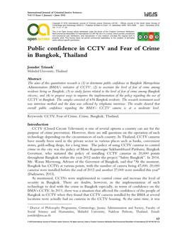 Public Confidence in CCTV and Fear of Crime in Bangkok, Thailand