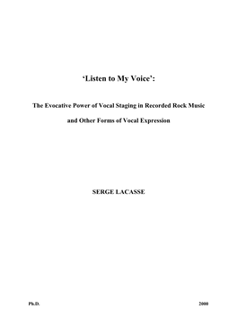 The Evocative Power of Vocal Staging in Recorded Rock Music and Other