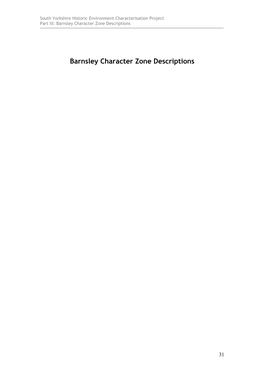 Barnsley Character Zone Descriptions