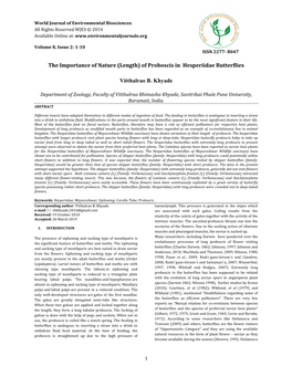 The Importance of Nature (Length) of Proboscis in Hesperiidae Butterflies