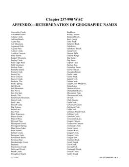 Chapter 237-990 WAC APPENDIX—DETERMINATION of GEOGRAPHIC NAMES