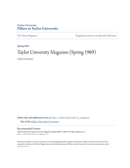 Taylor University Magazine (Spring 1969) Taylor University