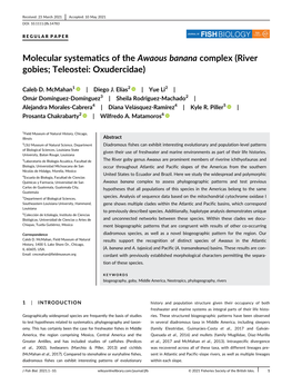 Molecular Systematics of the Awaous Banana Complex (River Gobies; Teleostei: Oxudercidae)