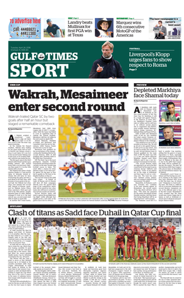 Wakrah, Mesaimeer Enter Second Round