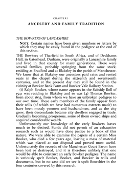 Ancestry and Family Tradition the Bowkers of Lancashire