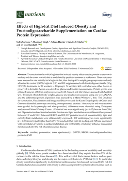 Effects of High-Fat Diet Induced Obesity and Fructooligosaccharide