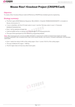 Mouse Riox1 Knockout Project (CRISPR/Cas9)