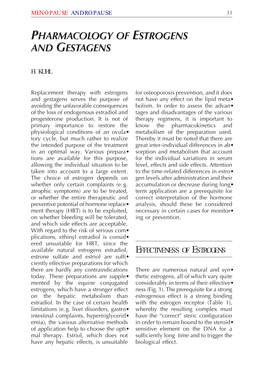 Pharmacology of Estrogens and Gestagens 33