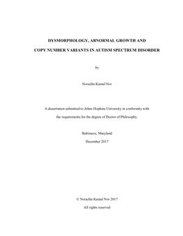 Dysmorphology, Abnormal Growth and Copy Number