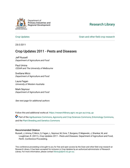 Crop Updates 2011 - Pests and Diseases