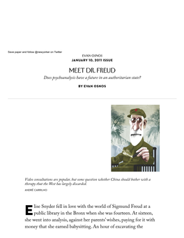 Meet Dr. Freud Does Psychoanalysis Have a Future in an Authoritarian State?