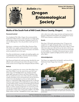 Bulletin of the Winter 201 5/201 6 Oregon Entomological Society