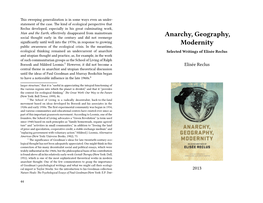 Anarchy, Geography, Modernity: Selected Writings of Elisée Reclus