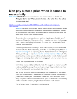 Men Pay a Steep Price When It Comes to Masculinity Alia E