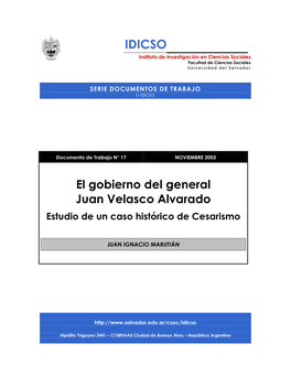 El Gobierno Del General Juan Velasco Alvarado. Estudio De Un Caso Histórico De Cesarismo